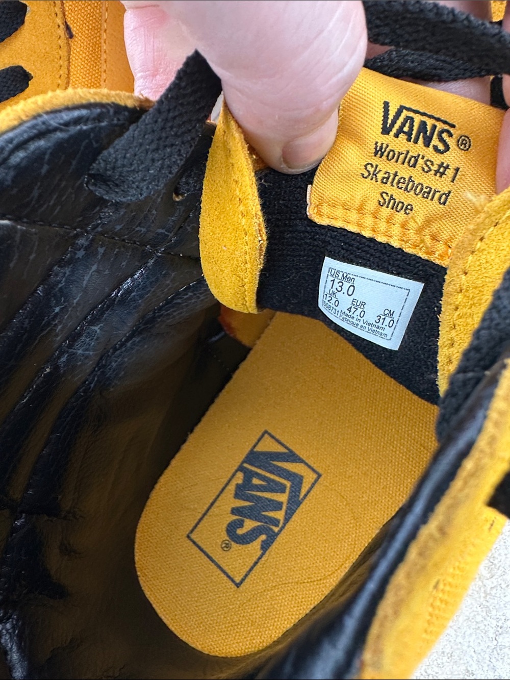 Vans Yellow High-Top Skate Sneakers with Black Laces - Picture 6 of 10